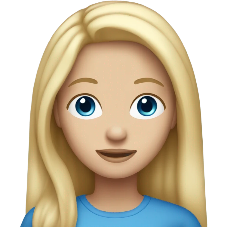 Woman long blonde hair Caucasian with blue eyes emoji