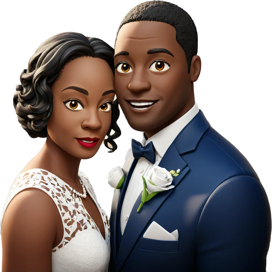 happy wedding couple portrait emoji