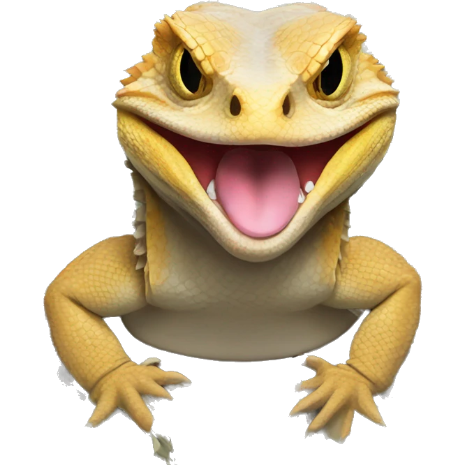 Bearded dragon with cash in mouth emoji