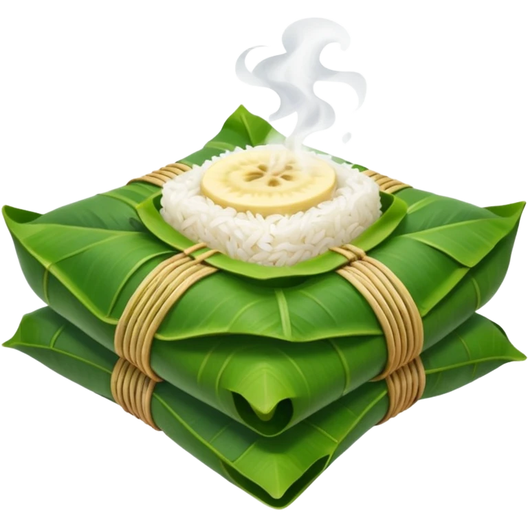 rice wrapped in banana leaf square with top open emoji