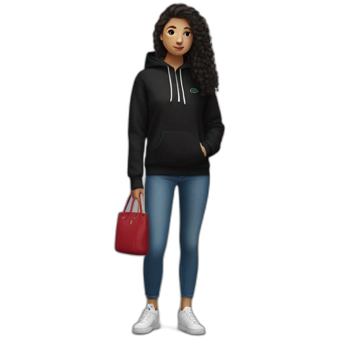 Lacoste bag latina girl with black lacoste hoodie emoji