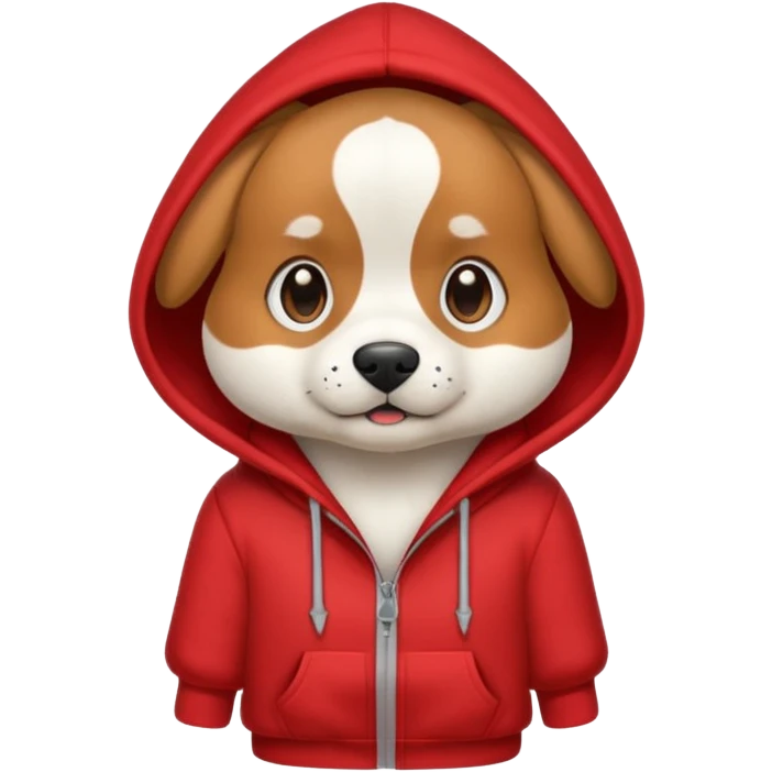 Dog wearing red hoodie  emoji