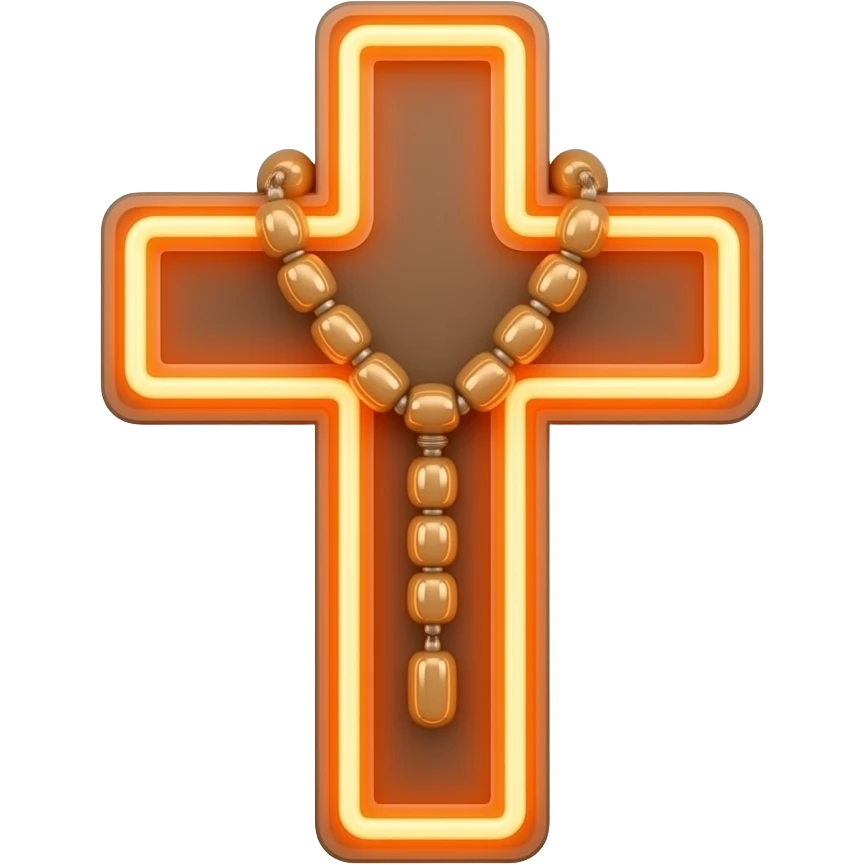 cruz sagrada Bright Orange SPECN-AL1-BRI neon brilhante com rosário Bright Orange SPECN-AL1-BRI neon  brilhante sem pessoa pendurada emoji