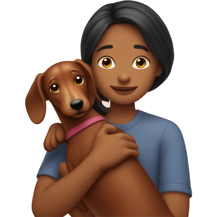Me hugging my dachshund dog emoji