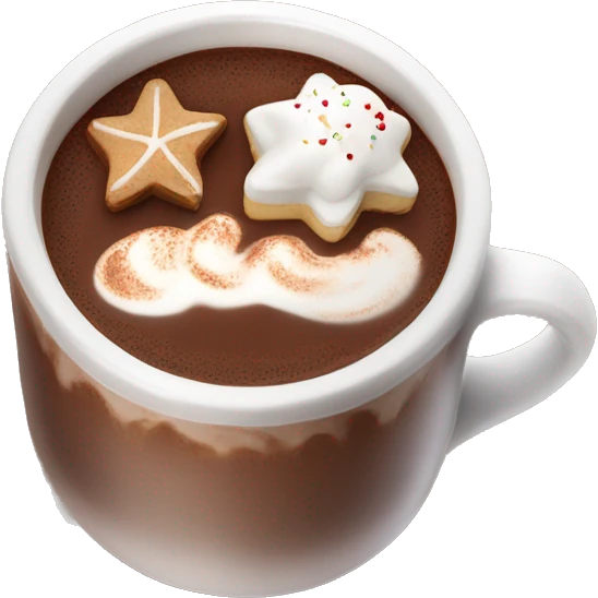 gourmet and comforting hot chocolate with foam and decoration emoji