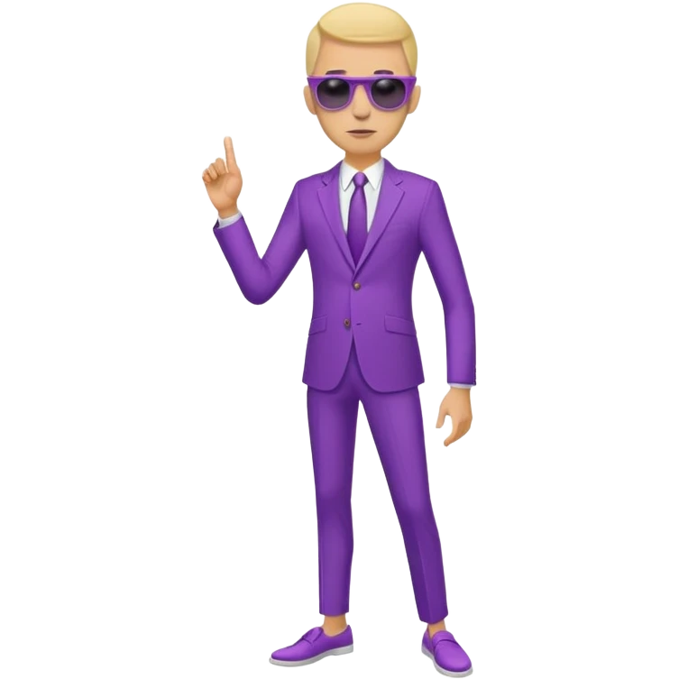  Bold and skinny man about 45. He's wearing a purple suit and sunglasses which it's standing on his head. He doesn't wear sucks. emoji