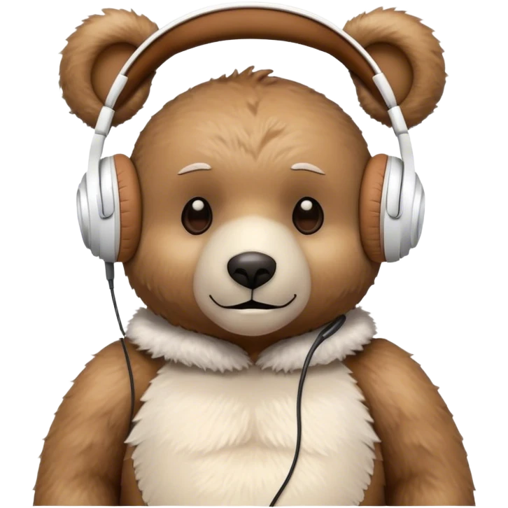 Teddy bear with white headphones vibing emoji