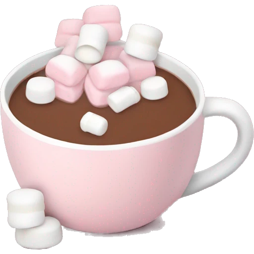 Light Pink mug of hot chocolate with marshmallows  emoji