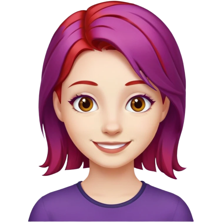 girl with purple and red hair, smile emoji