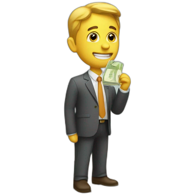 salesman talking with money emoji