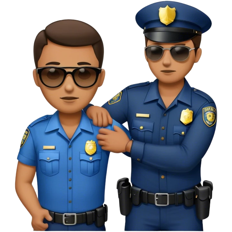 A police officer with sunglasses arresting a criminal emoji