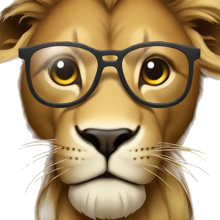 content creator lion with glasses emoji