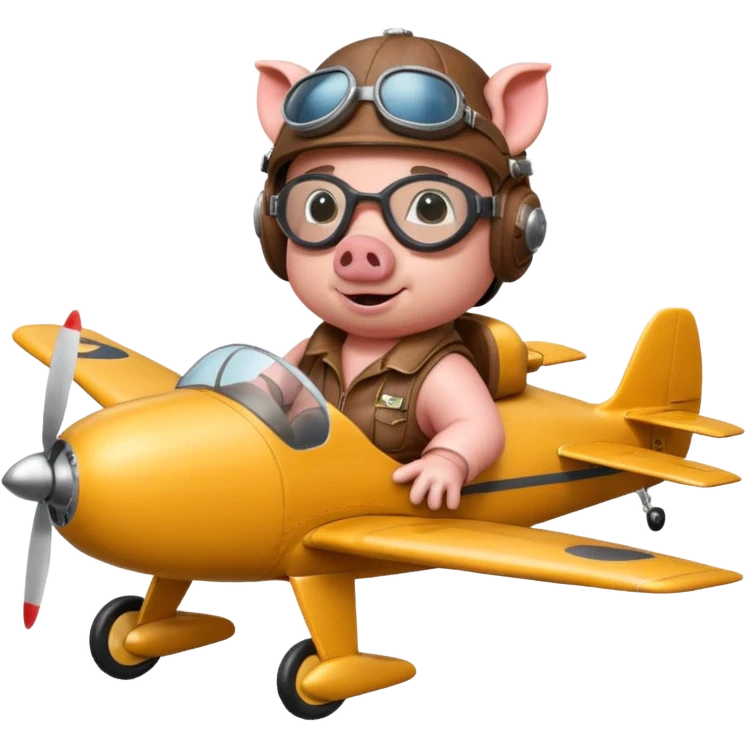 pig pilot riding plane emoji
