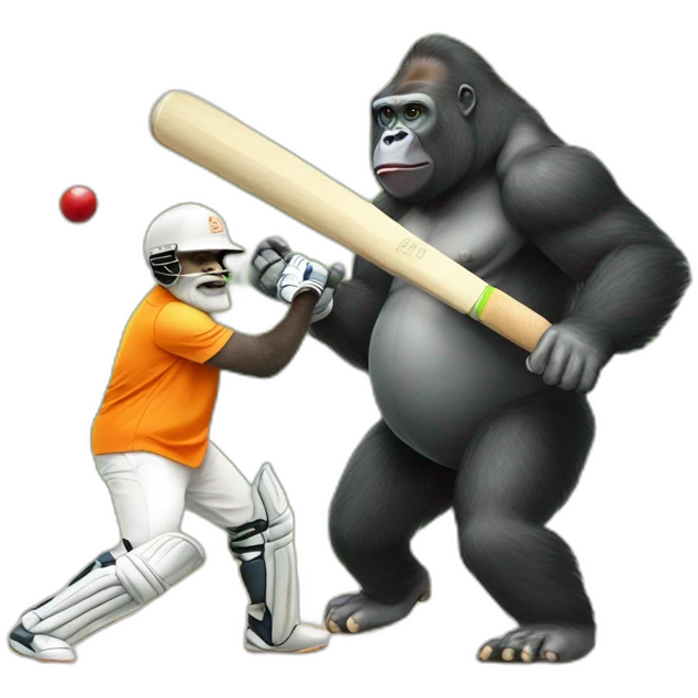 Gorilla Playing cricket with Modi emoji