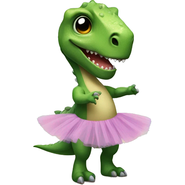Dinosaur on a beach with a tutu emoji