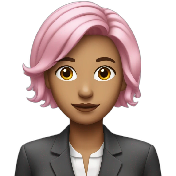 young woman in office suit, pink hair emoji