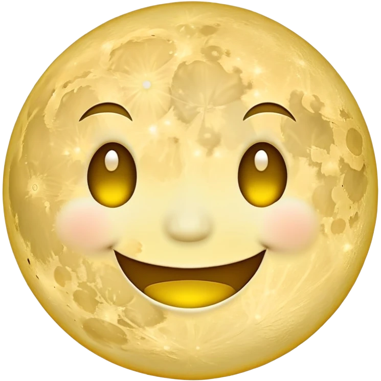 A full moon with a happy smiling face emoji