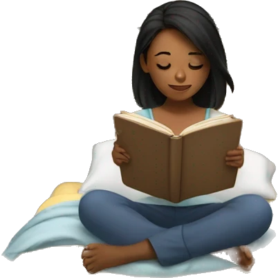 A girl reading in bed emoji