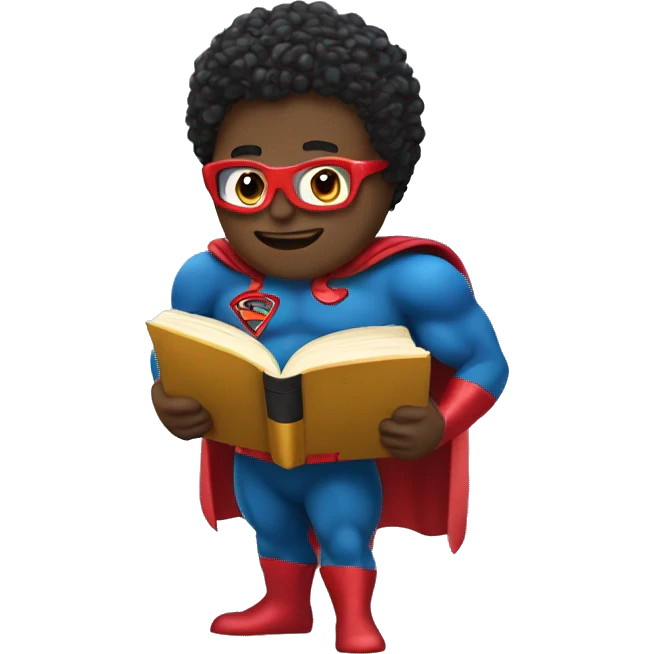 superhero holding a book reading emoji