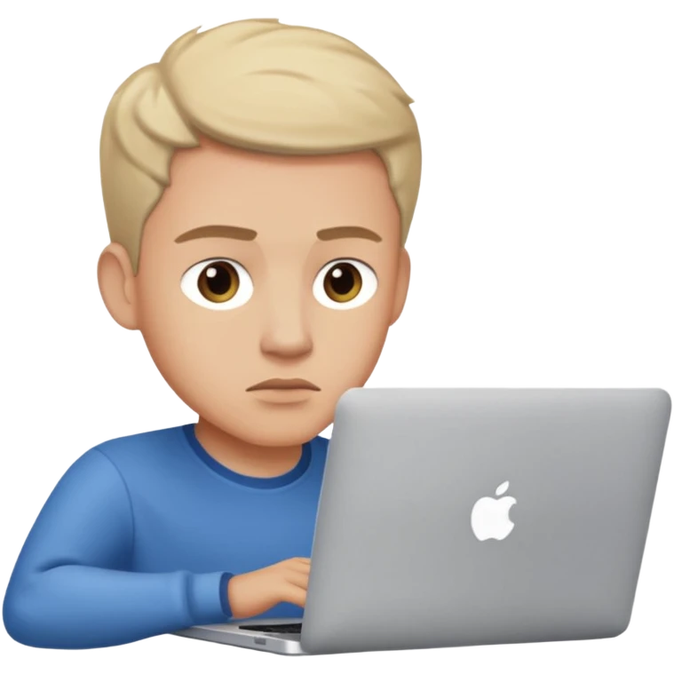a man behind mackbook emoji