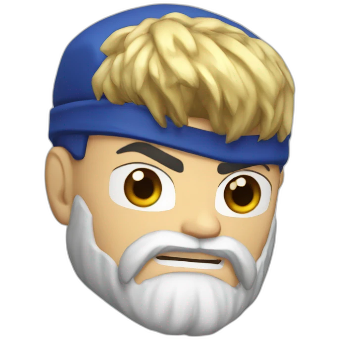 Street fighter Ryu with blue eyes and beard emoji
