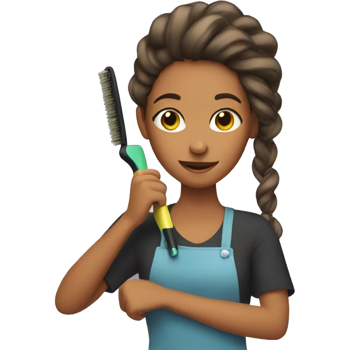 Girl brushing her hair emoji