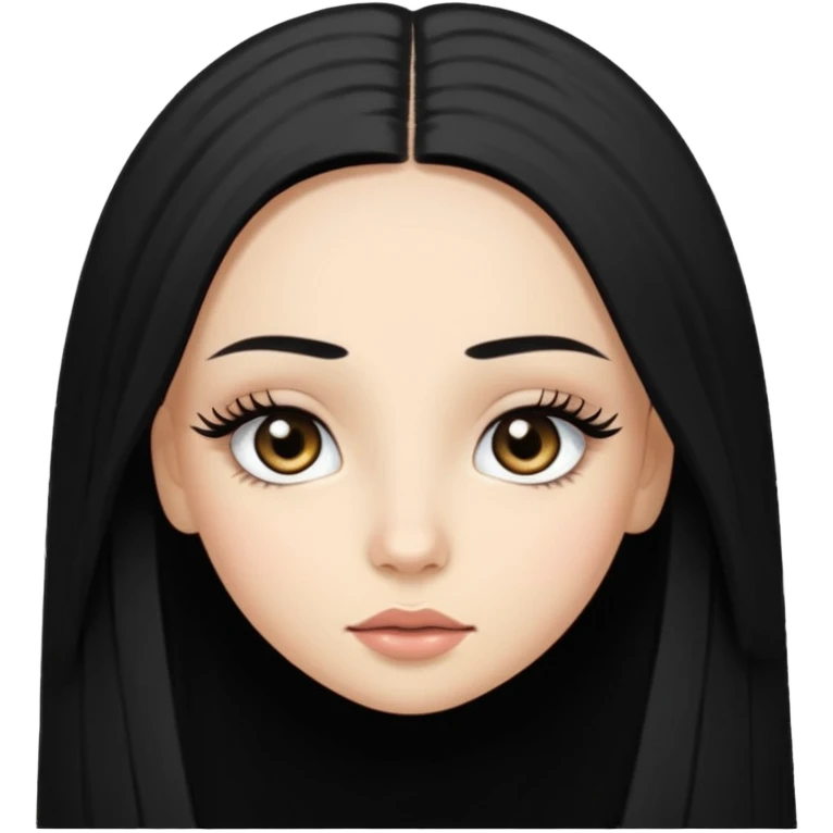 pretty light skinned girl with lashes and black long hair straight hair small eyes  emoji