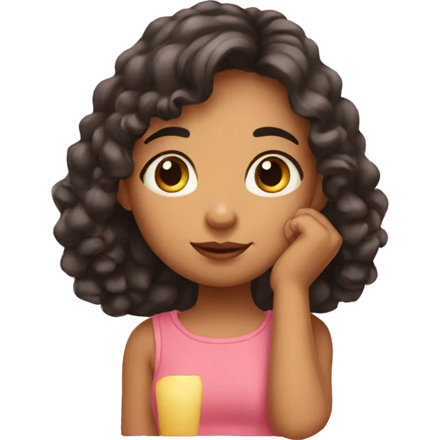  Cute Girl with her hand on chin  emoji