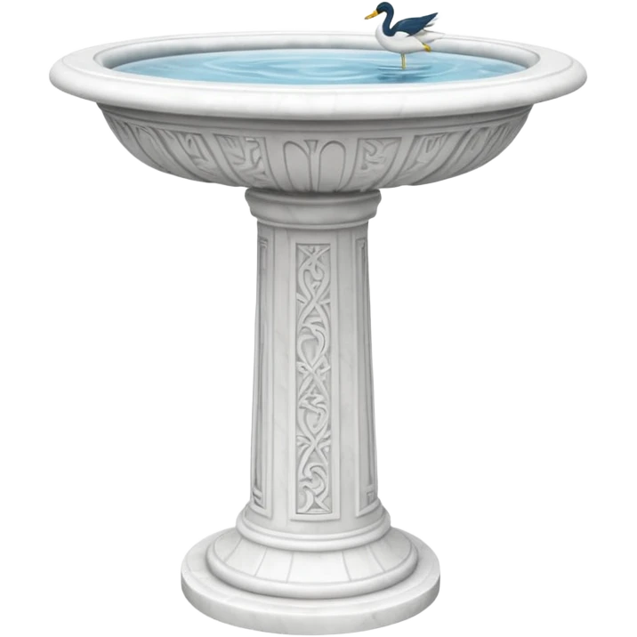 Tall water bird bath fountain made of white marble emoji