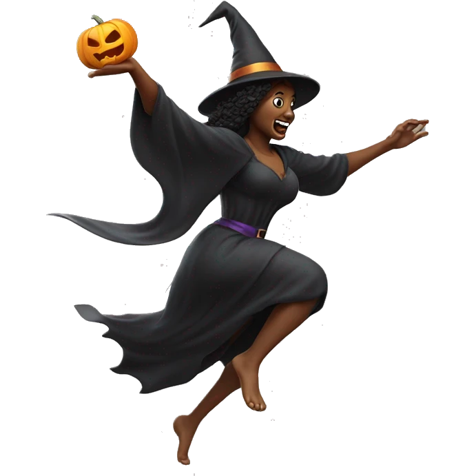 halloween goddess witch sprinting, with a large stride and arms outstretched emoji