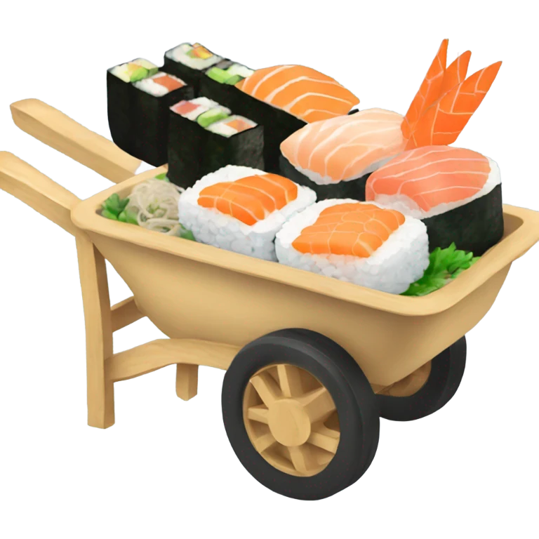 A wheelbarrow full of sushi emoji