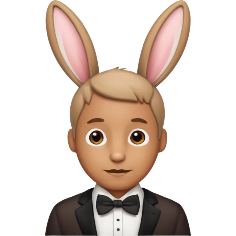 Rabbit ears and bowtie wearring man emoji