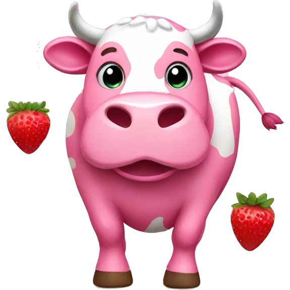 Pink cow with strawberries  emoji