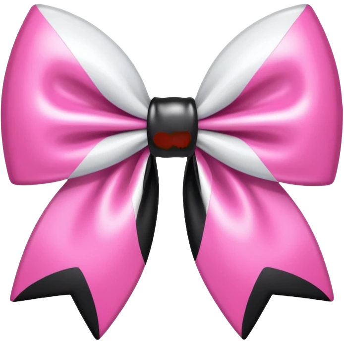 Metallic White bow with pink and black hearts  emoji