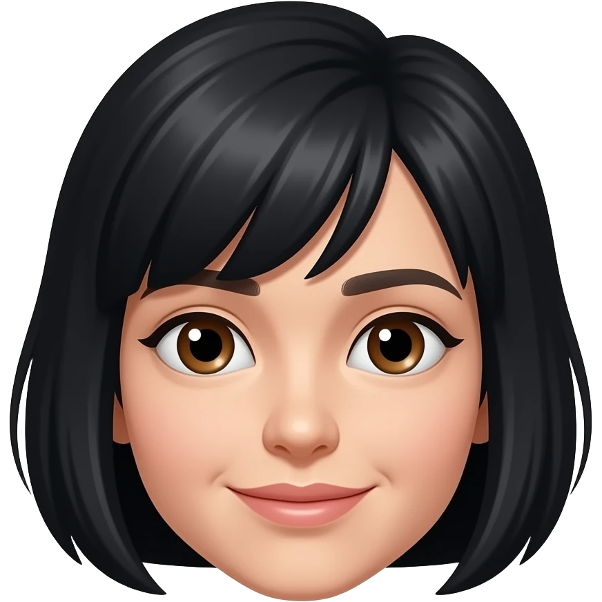 so I want short black hair with brown eyes, hair length like a bit longer than bob with side bangs emoji