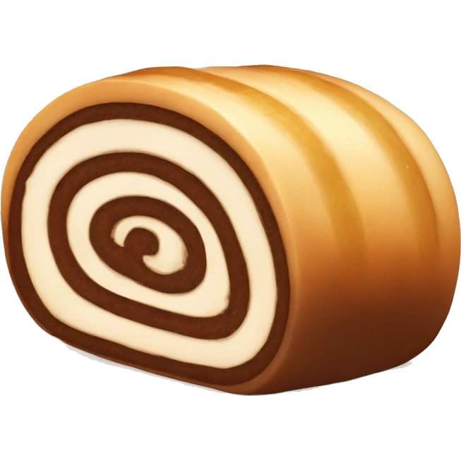 dessert long round roll with dark brown cream inside emoji