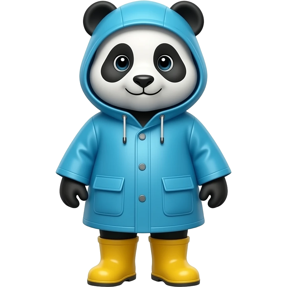Panda with rain boots and rain coats emoji