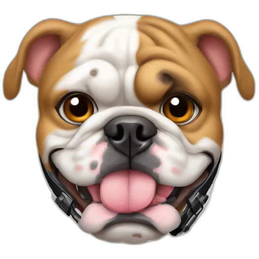 bulldog con casco de piloto coche de carreras emoji