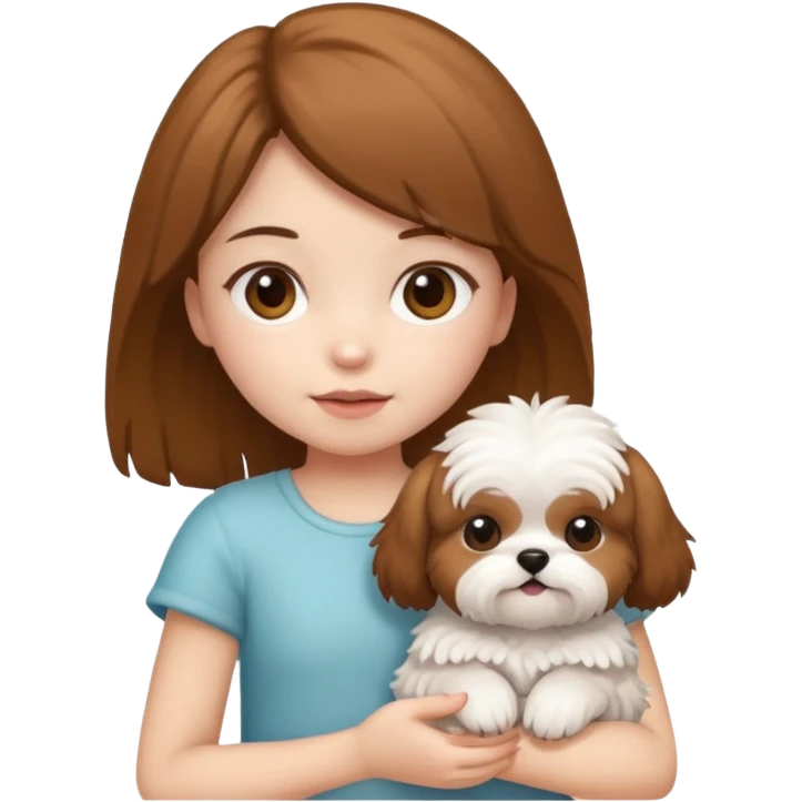 Girl holding shitzu emoji