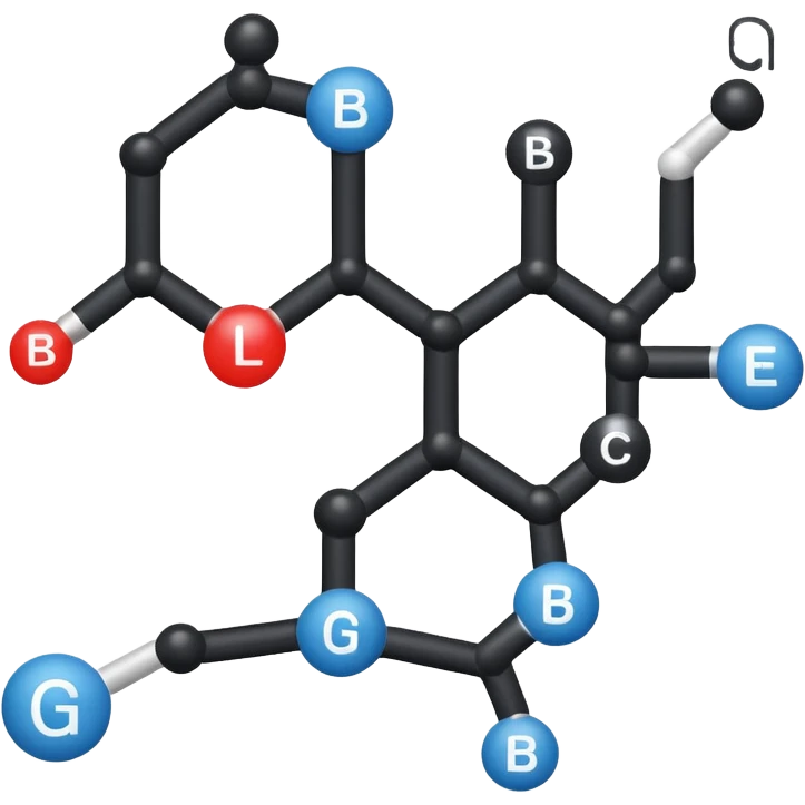 glucose chemical structure with bluetooth icon on the top right as a superscript. emoji