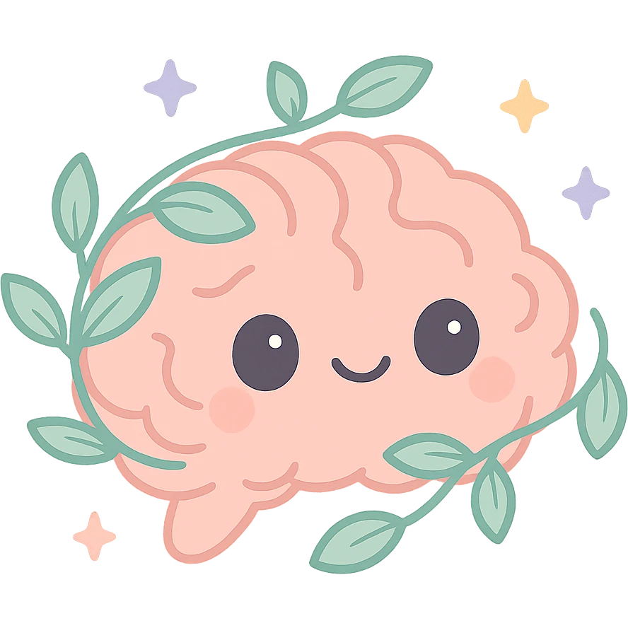 Remove the background so the brain with vine is on a transparent background, keeping the warm, inviting, positive mental health vibe. emoji
