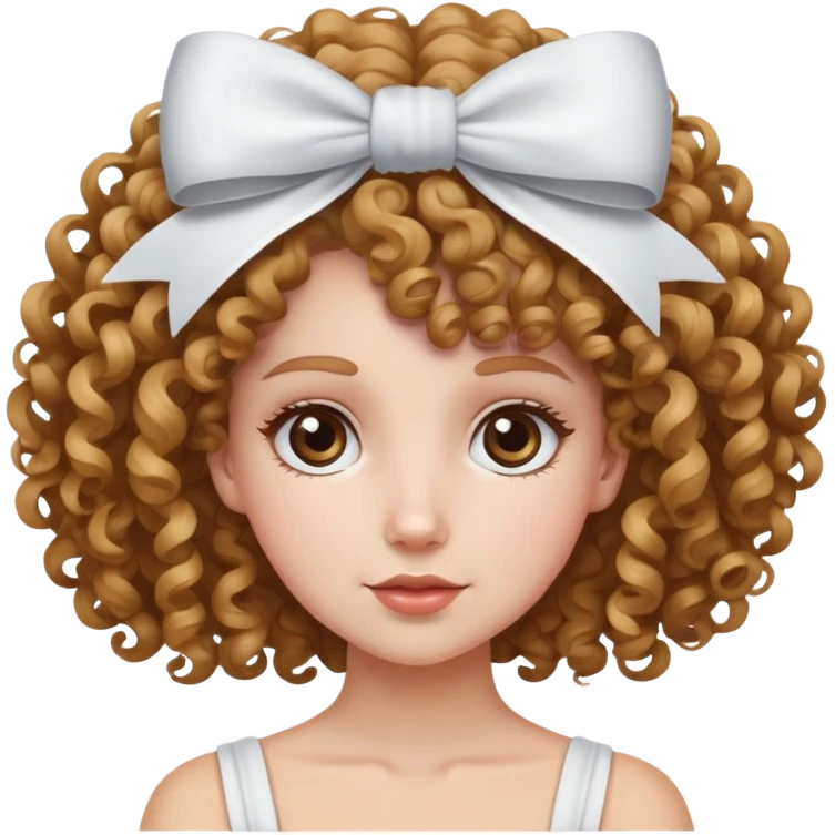 White girl with curly hair and white bow on her head emoji