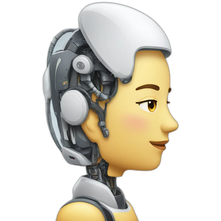 Person getting head massage from robot emoji