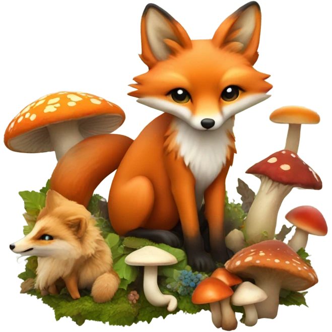 Fox with mushrooms  emoji