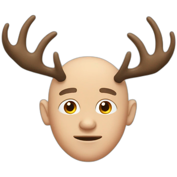 Bald Man brown eyes with Moose antlers emoji