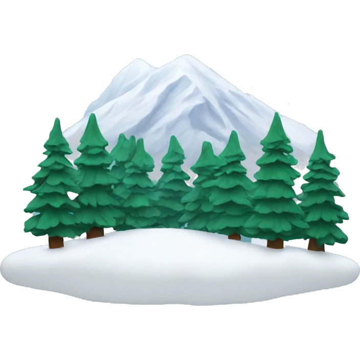 Snowfall on mountain with evergreen trees emoji