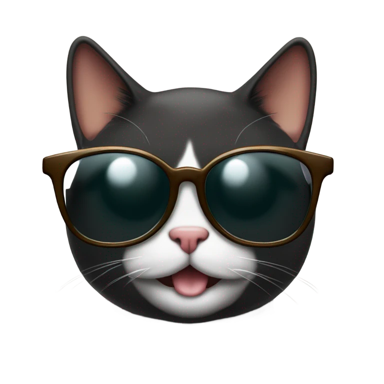 gato negro con lentes de sol tomando un fernet emoji