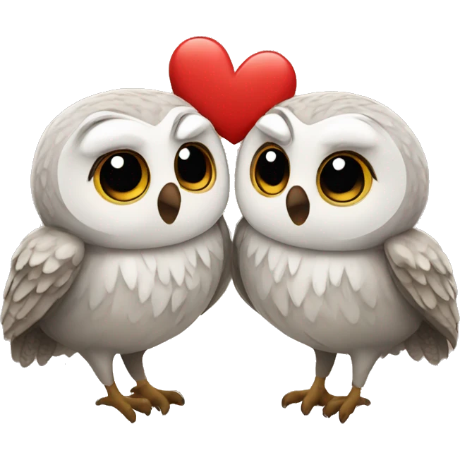 Owls kissing emoji