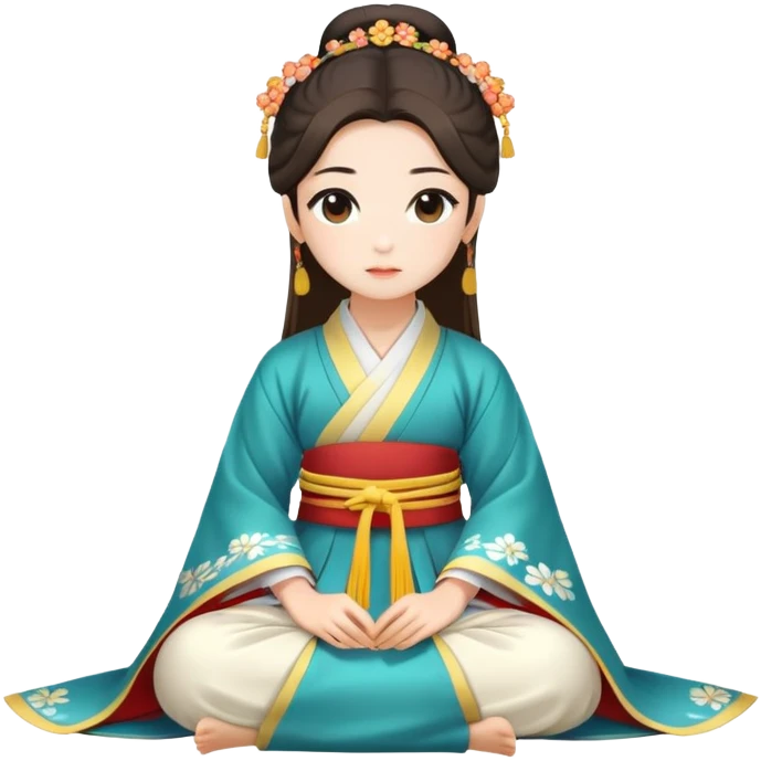 Beautiful girl in Hanfu sitting on the ground emoji