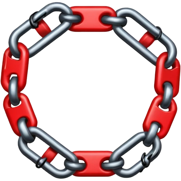 iOS sticker, broken chain, black links, red break, minimal emoji
